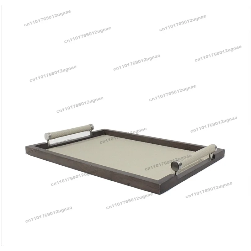 

Modern Light Luxury High-end Leather Solid Wood Tray Living Room Coffee Table Desktop Ornament
