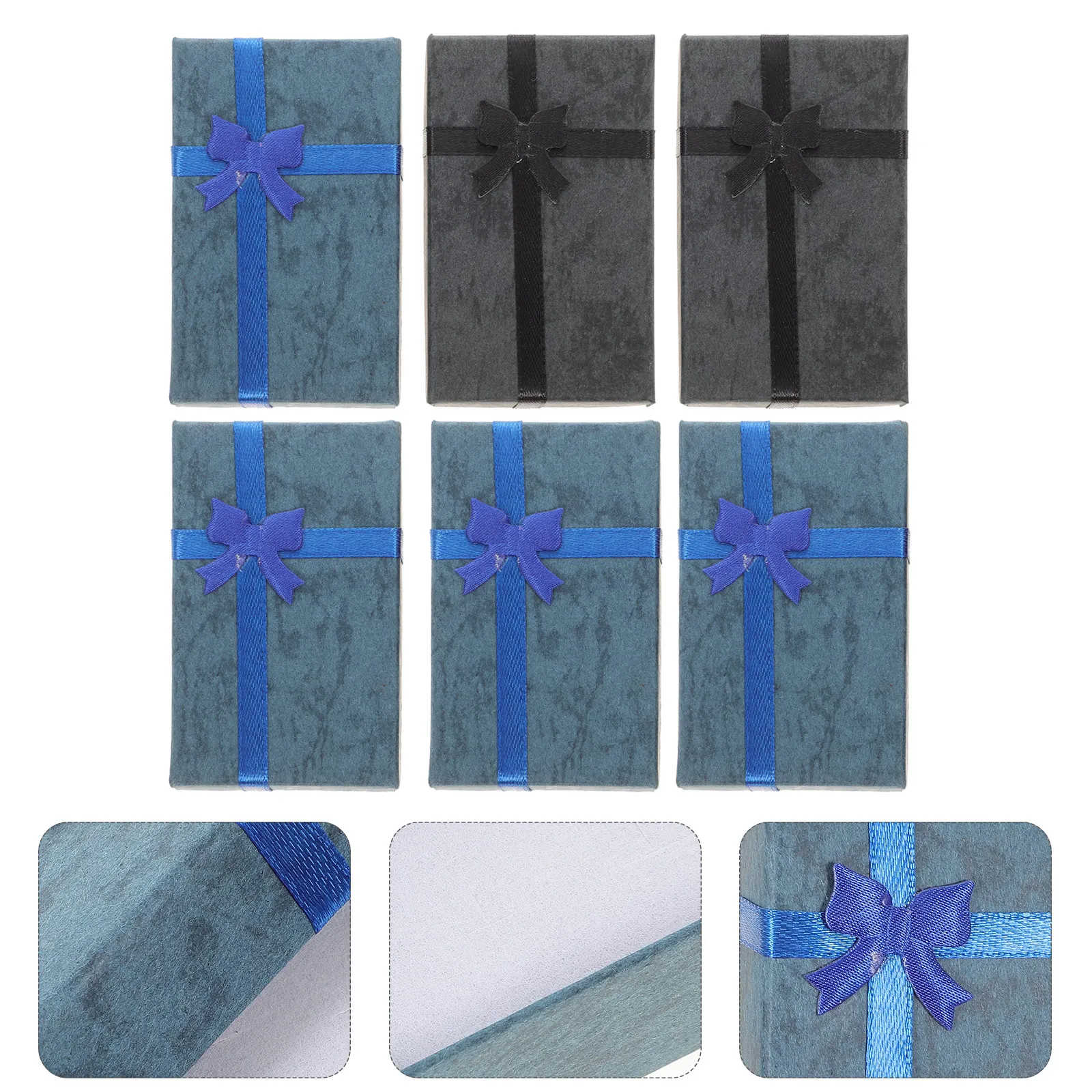 

6Pcs Elegant Satin Ribbon Bowknot Jewelry Gift Box Set for Earrings Necklaces Rings Brooches Storage Wrapping Packaging Box