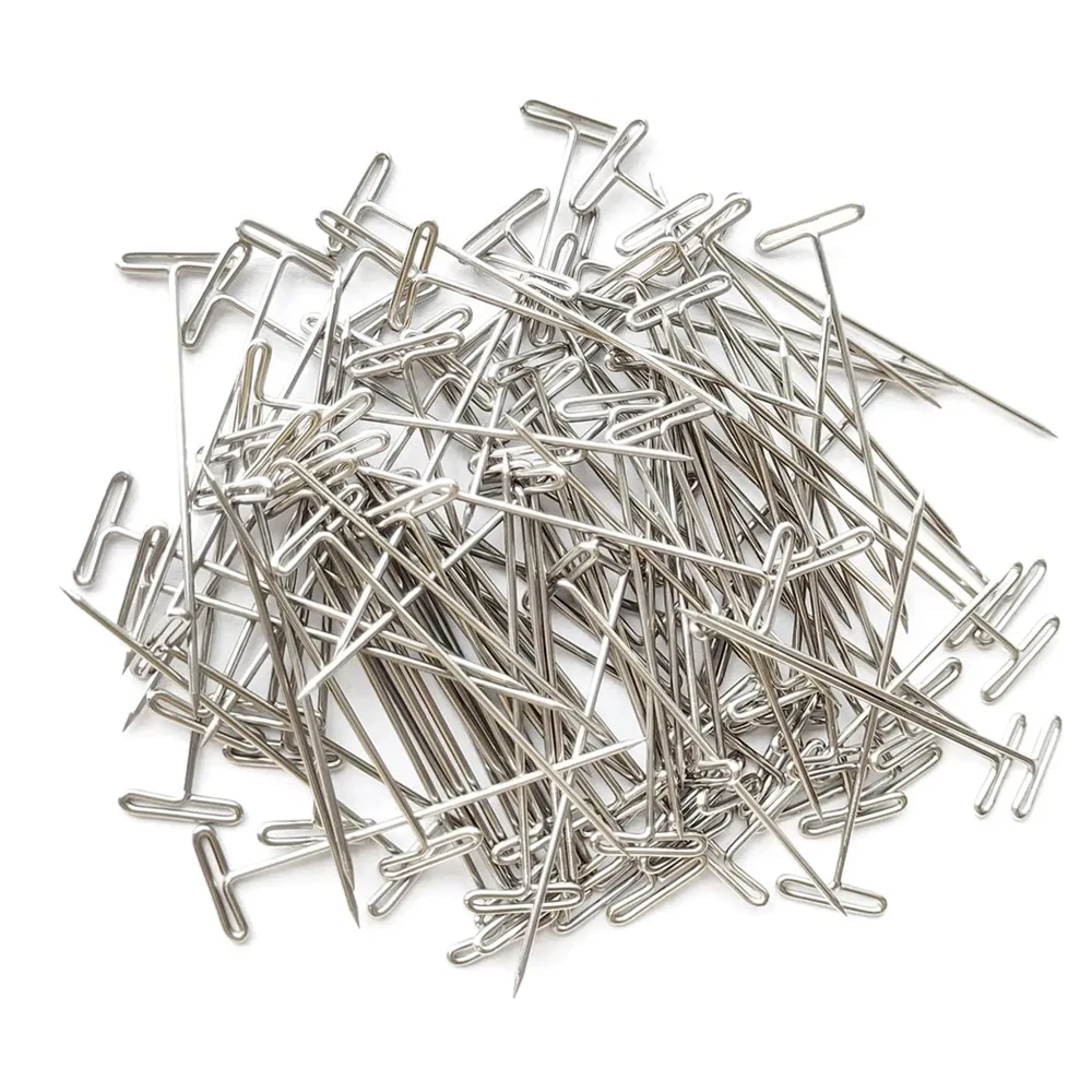 Agulha T para perucas costura, Quilting Pins, bloqueio, tricô Pins, crochê bordado, 100pcs