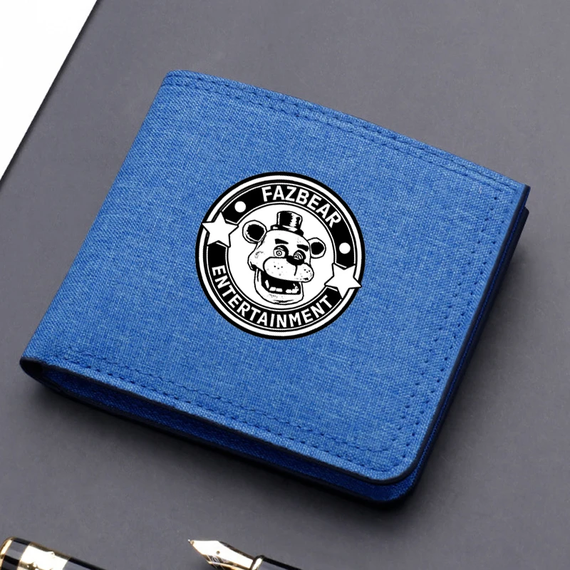 Five Night Freddys Short Folding Purse Cartoon Freddy Printed Canvas Wallet Horror Bear Card Holder Cute Coin Case Kids Gifts - view 6