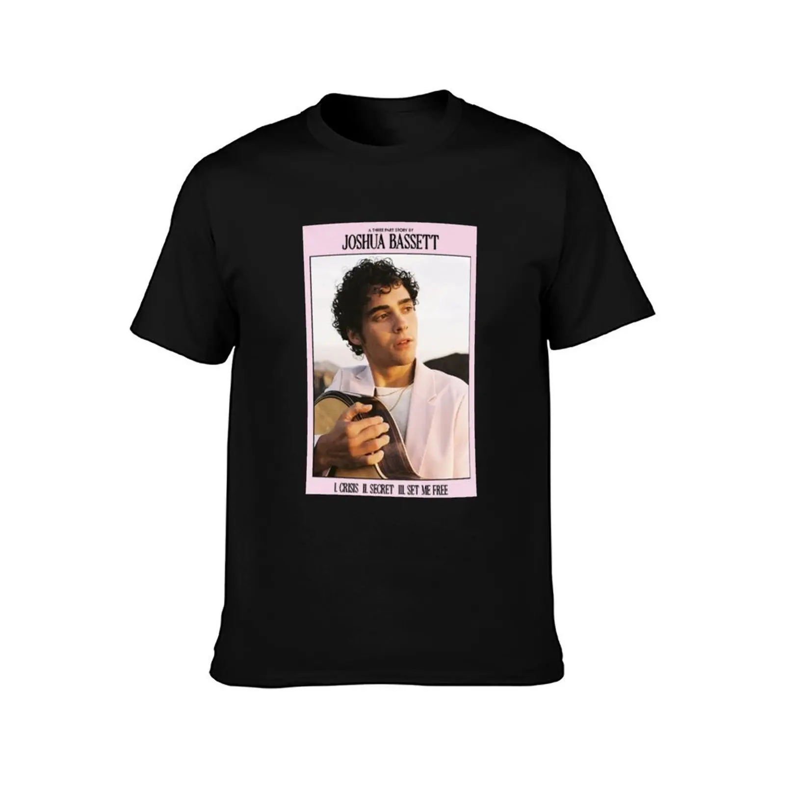 joshua bassett T-Shirt, Summer Casual Cotton Tee, Oversized Streetwear Tops, Vintage Graphic Print, Loose Fit Short Sleeve