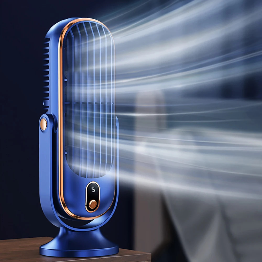 Ventilador de escritorio, ventilador sin aspas enchufable, ventilador de refrigeración personal pequeño, velocidad fuerte de 5 velocidades, control táctil, ventilador de mesa silencioso para dormitorio