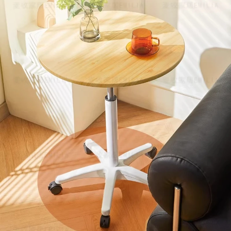 

Маленький компактный круглый передвижной столик, универсальный, регулируемый по высоте, обеденный стол, кофейный столик для балкона, компьютерный стол для спальни