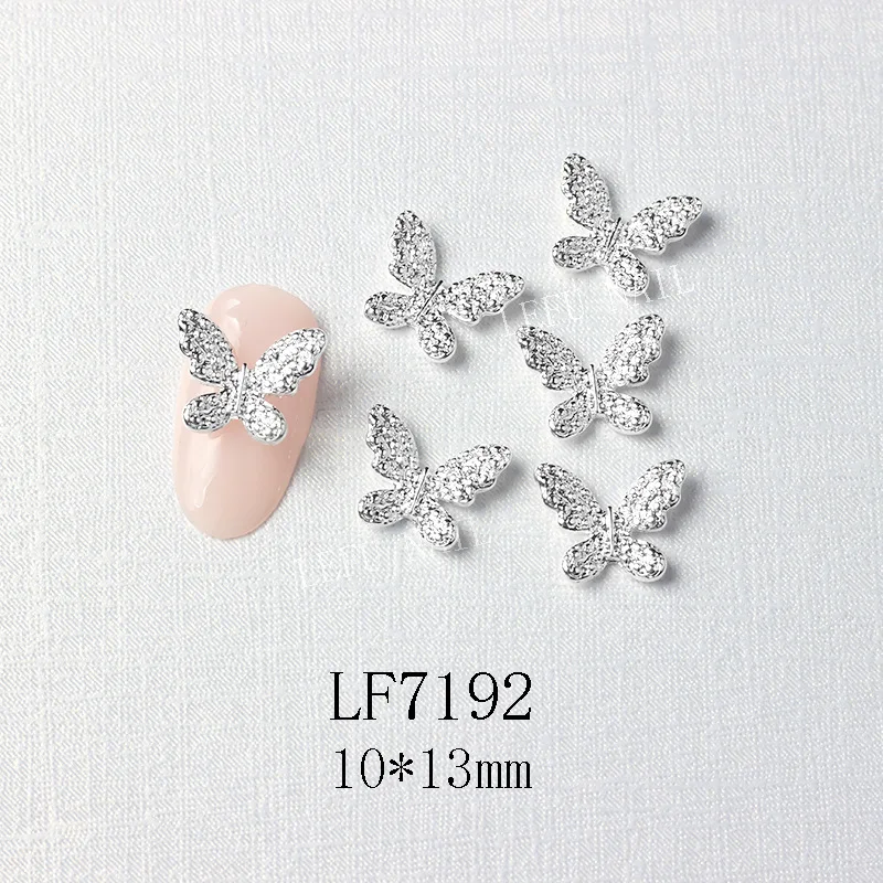10Pcs Gold/Silber Multi-Designs Nail art Schmuck Charms Weiß/AB Kristall Strass 3D Schmetterling Geformt legierung Nagel Zubehör – Detail 33