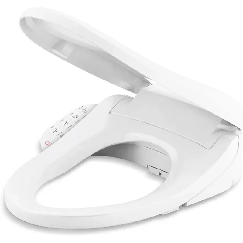 No Slam Elongated Bidet with Side Control Panel: Quiet Close Toilet Seat features LED lighting and a quiet-close lid that