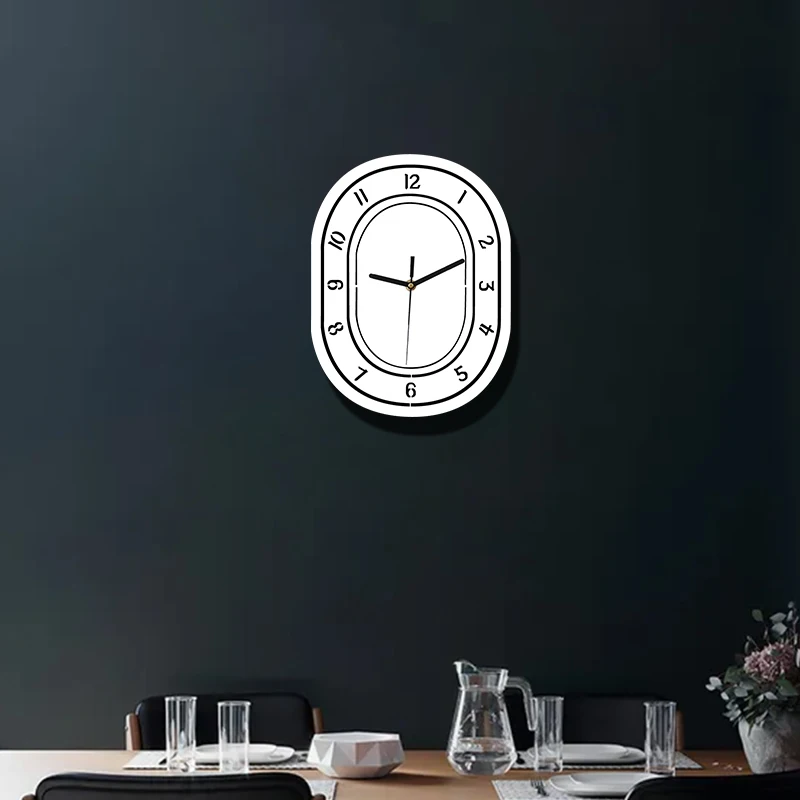 Acrylic oval wall clock modern minimalist decoration clock, suitable for living room bedroom and office decoration