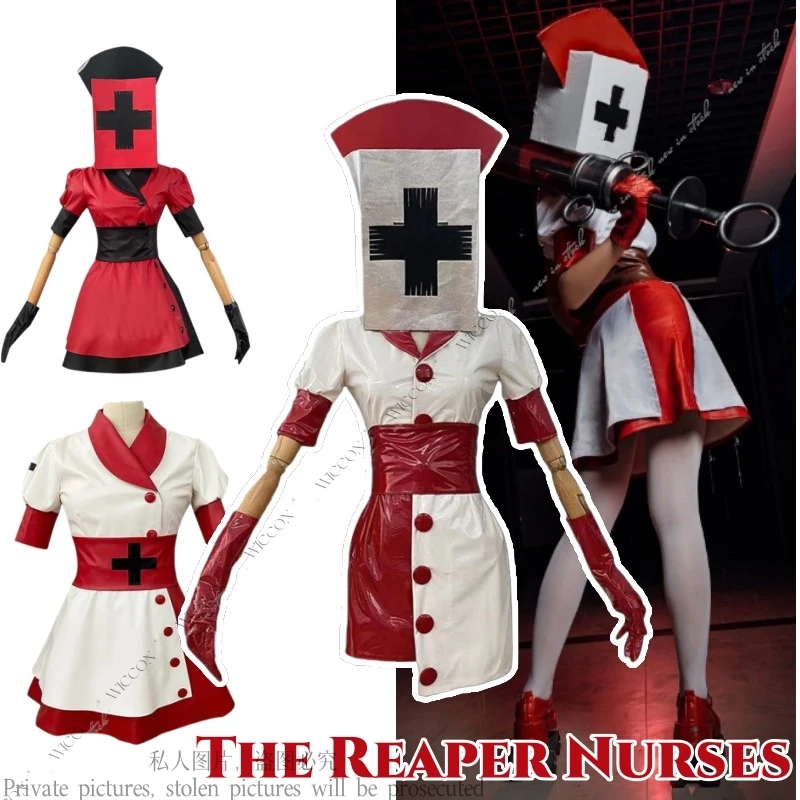 

The Reaper Nurses Torment Therapy Mortal Ramifications Game Cosplay Costume Halloween Room Escape Dark Costume Headwear Gloves