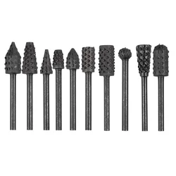 10pcs/set Rotary Rasp File Drill Bits Rasp Set 1/8
