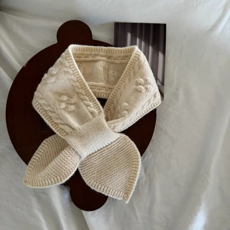 وشاح أطفال على الطراز الكوري بسيط بلون سادة ورقبة متقاطعة دافئة وناعمة للأطفال الرضع في الهواء الطلق ملابس خارجية سهلة المطابقة