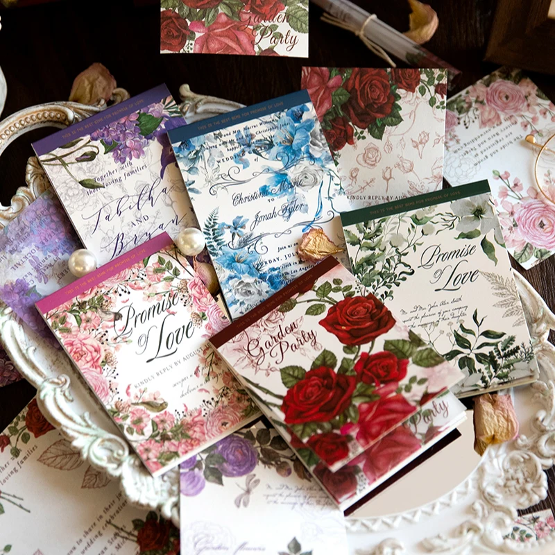 Yoofun 30sheets Dual-material Flowers Material Paper Book Floral Background Scrapbooking Decoration Papers Journal Gift Card
