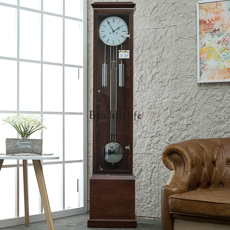 European floor clock living room simple modern creative solid wood light luxury mechanical floor clock