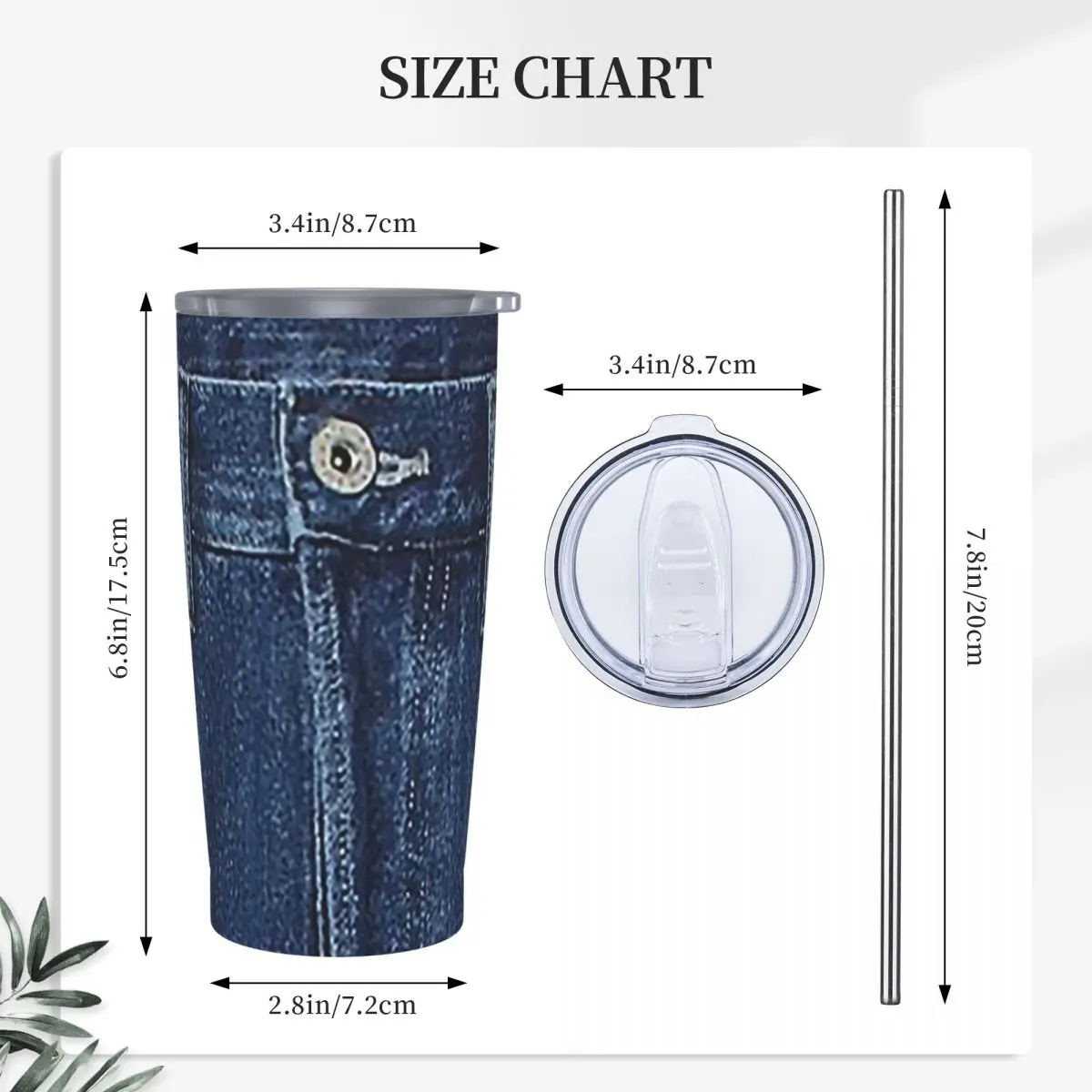 Blue Denim Classic Jeans Texture Stainless Steel Tumbler Vacuum Insulated Mug Thermal Cold Cups Straw With Lid 20oz