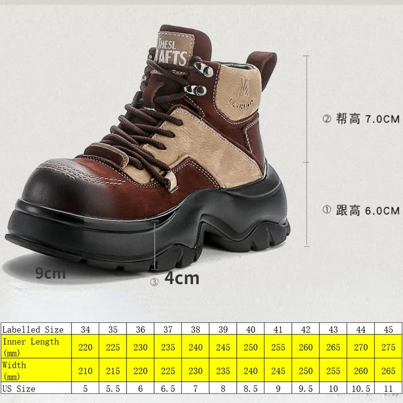 Krasovki 6cm Genuine Leather Wedge Fashion Boots Wide Toe Ankle Booties Ethnic Platform Women Autumn Spring ZIP Motorcycle Shoes image 2