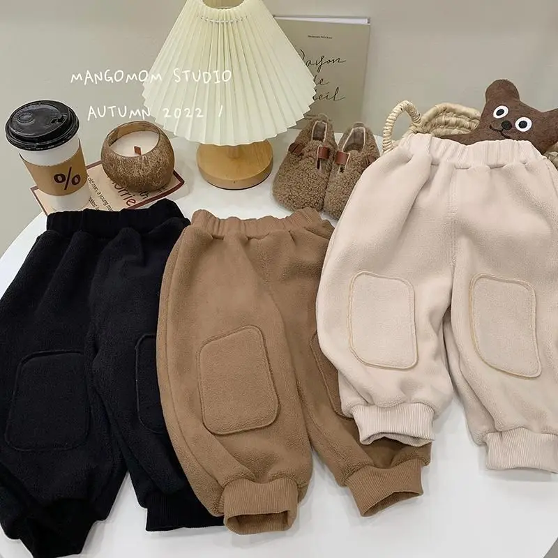 Baby Clothes Velvet Long Trousers Thickened Winter Autumn  Winter Children Boys  Girls Baby Warm Children\'s Casual Trousers