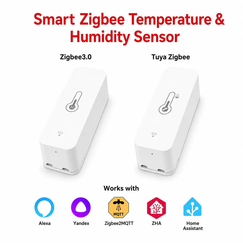 Zigbee 3.0 Temperature Humidity Sensor Smart Home Thermometer Hygrometer for Alexa Yandex Home Assistant ZHA Zigbee2MQTT