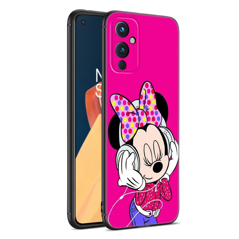 Cute M-Minnie Black Silicone Phone Case For OnePlus 9 10 11 12 ACE 2V Pro 9RT 10T 10R Nord CE 2 3 Lite N10 N20 N30 5G