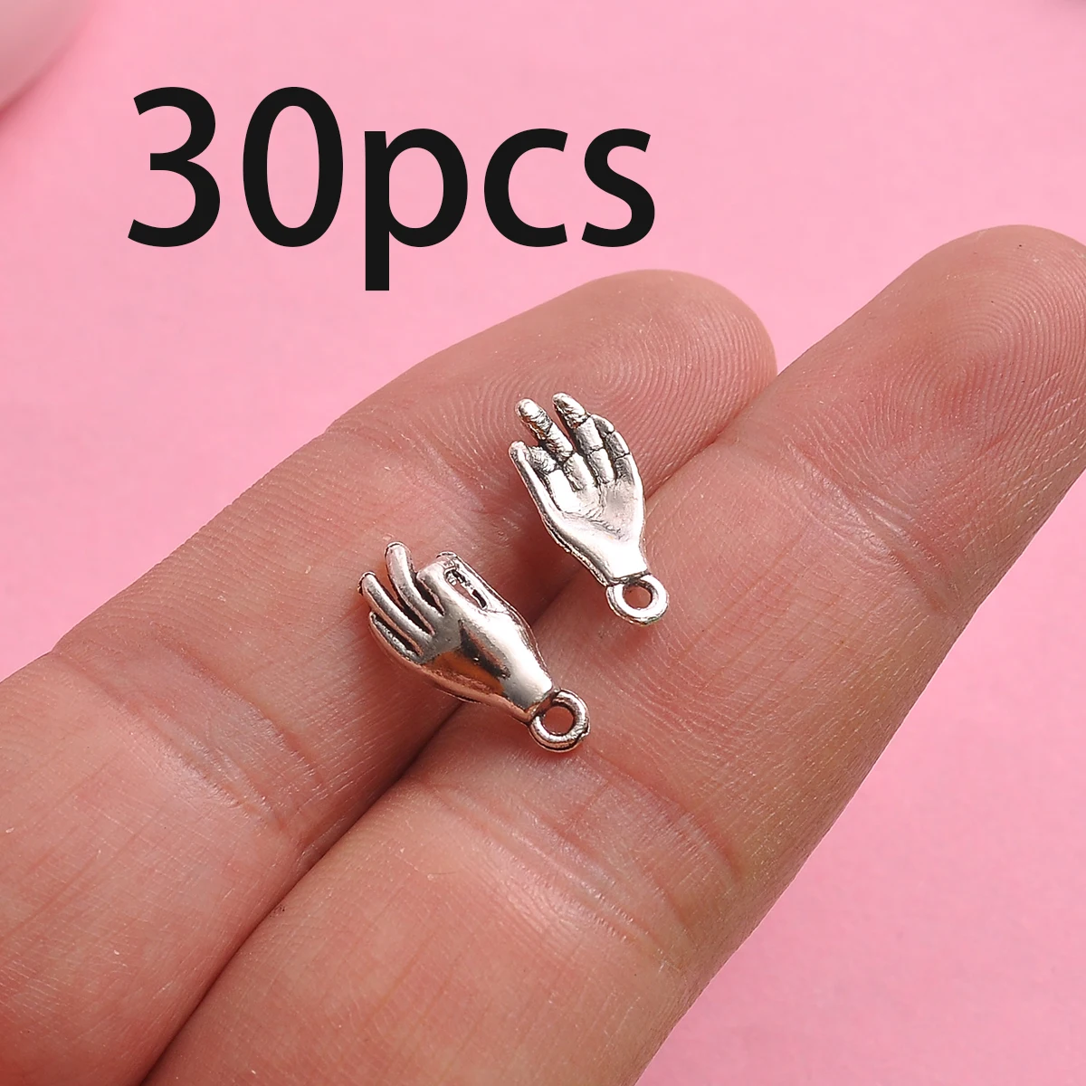 30-Piece Set of Mini Palm Pendants, Ok Gesture Three-Dimensional Texture Design, Suitable for DIY Bracelets, Necklaces, Earrings, and Handmade Beaded Decoration Accessories