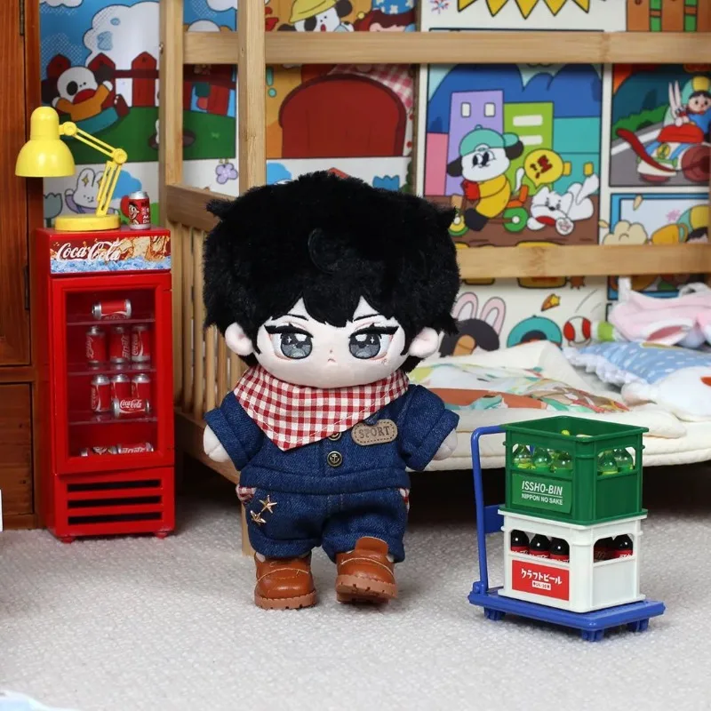 

20cm cotton doll outfit, cool denim jumpsuit set, no attribute doll outfit, replacement outfit