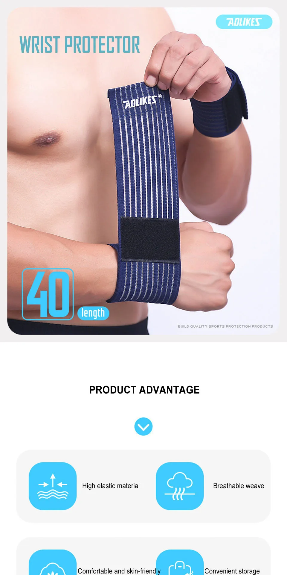 AOLIKES Verstellbare Karpaltunnel-Hosenträger, leichte Handgelenkbandagen für Fitness-Sportarten – Training, schweißabsorbierende Armbänder – Detail 3