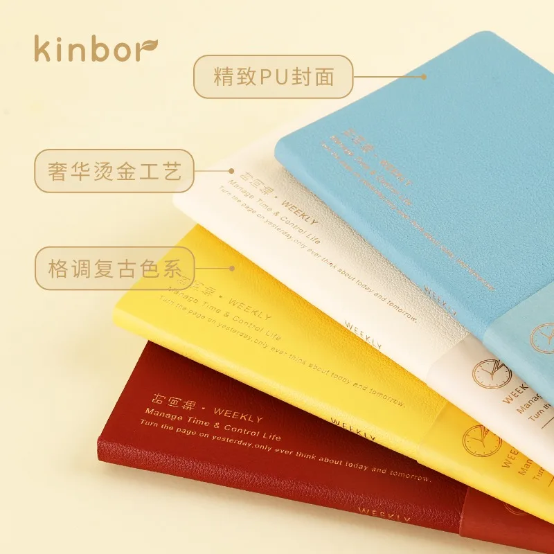 Kinbor Timeline Weekly Plan Notebook PU Hand Book Todolist Efficiency Manual Daily Agenda Notepads And Journals Student Books