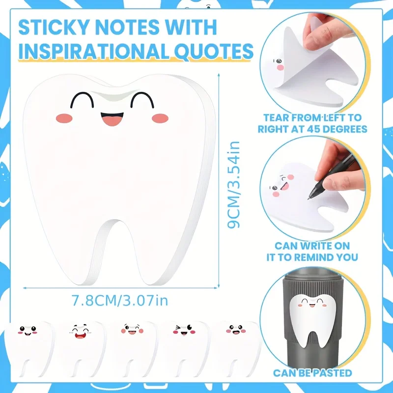 Image 3: 18 Coffret cadeau d'assistant dentaire (contient des notes autocollantes en forme de dent et un stylo à bille) —— Fournitures de bureau d'hygieniste dentaire amusantes, adaptées