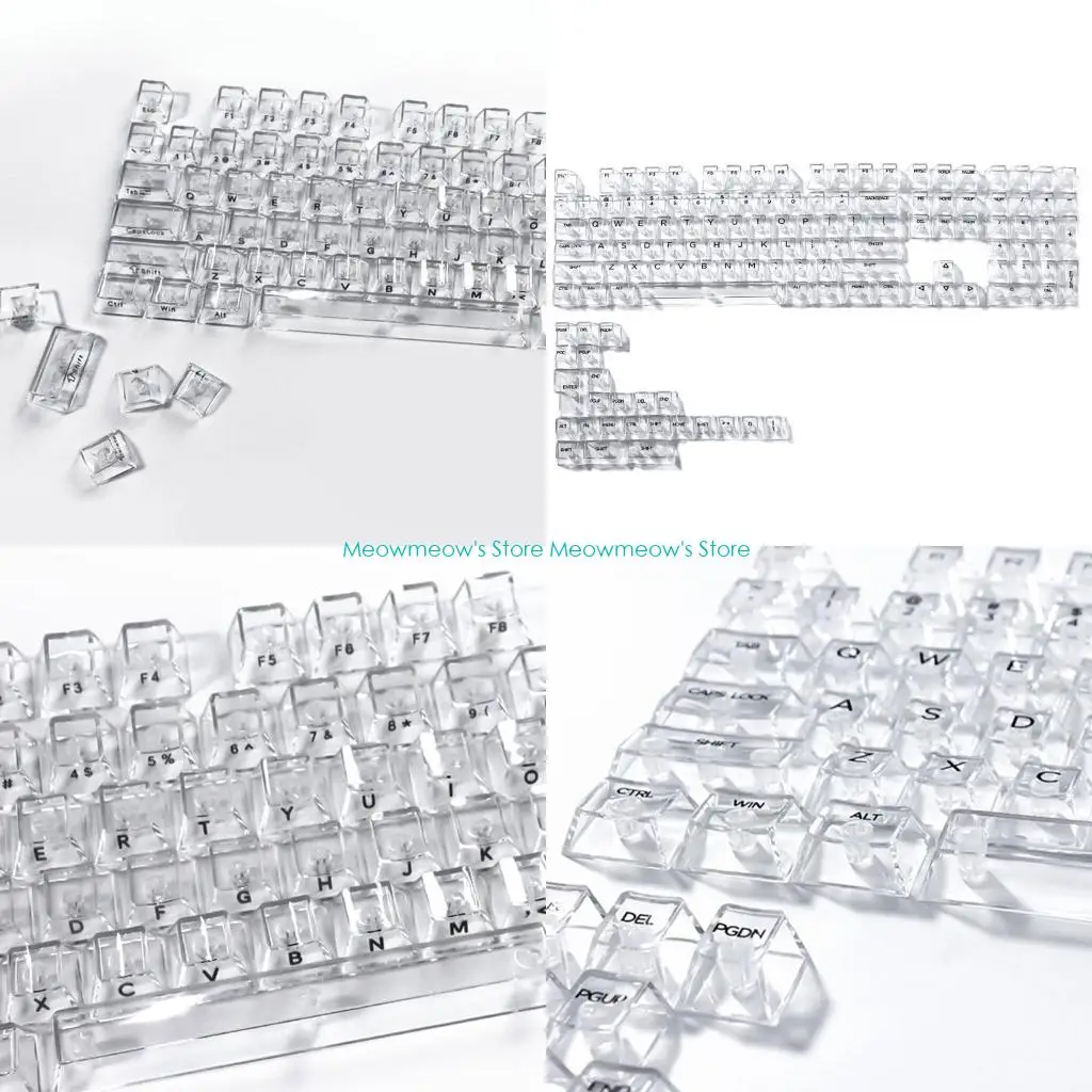 

W91a Полный набор 132 pcs clear keycaps 10 мм профиль для 61 68 75 84 89 96 98 100 104 108 Различные макеты клавиатуры