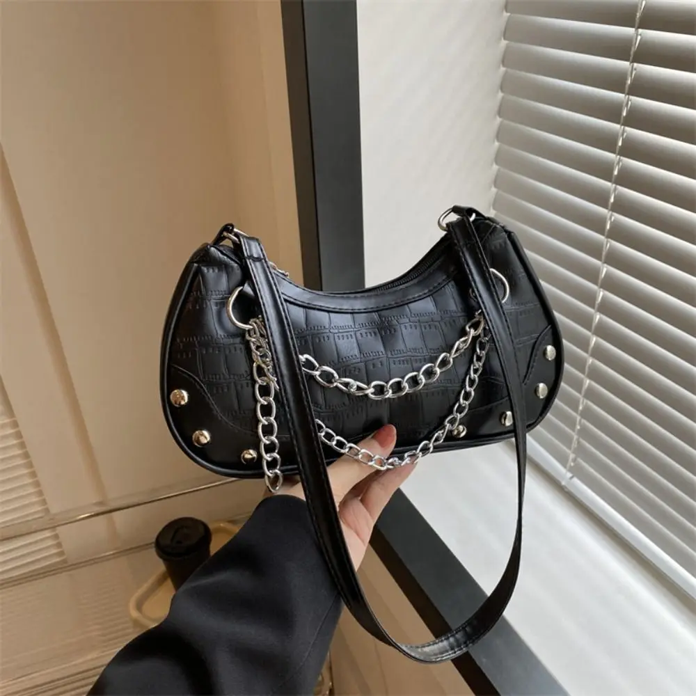 PU Leather Shoulder Bags New Y2K Chain Messenger Bag Handbags Women