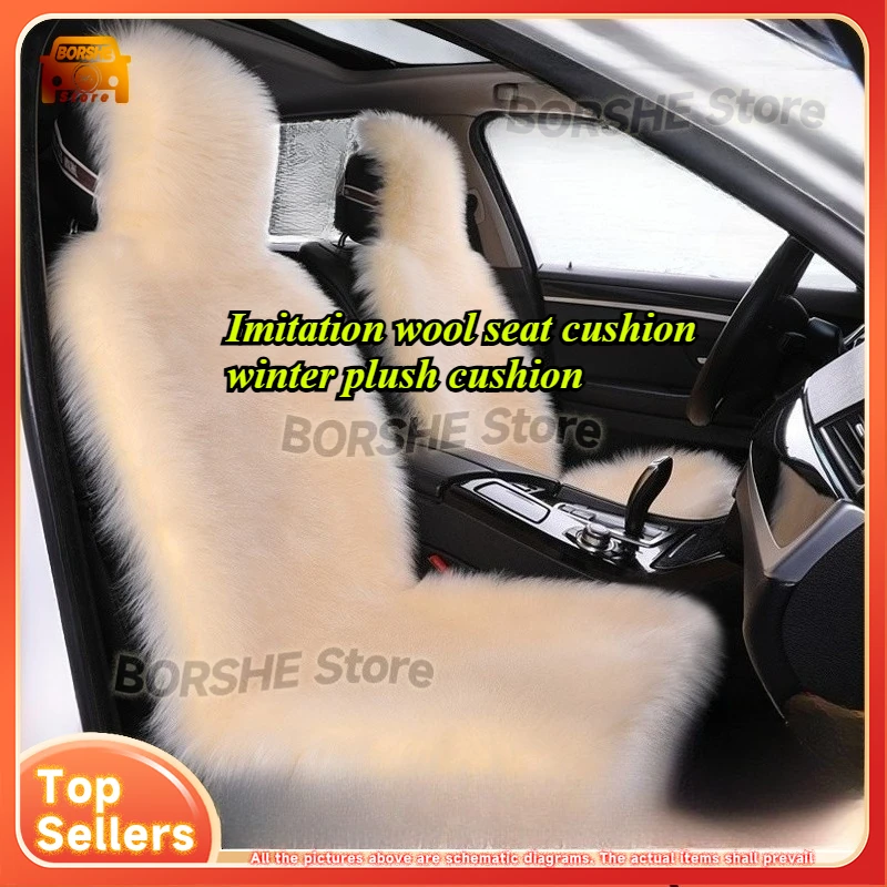 

Universal Seat CoversNew Faux Wool Car Seat Cushion Winter Plush Full Cover Thickened Long Pile Mat Black
