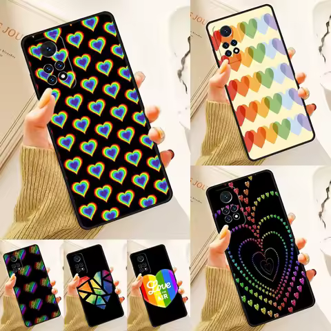 Rainbow Heart Case For Samsung Galaxy S24 Plus S23 S20 S21FE Lite S22 Ultra Note 20 S8 S9 S10 Phone Coque
