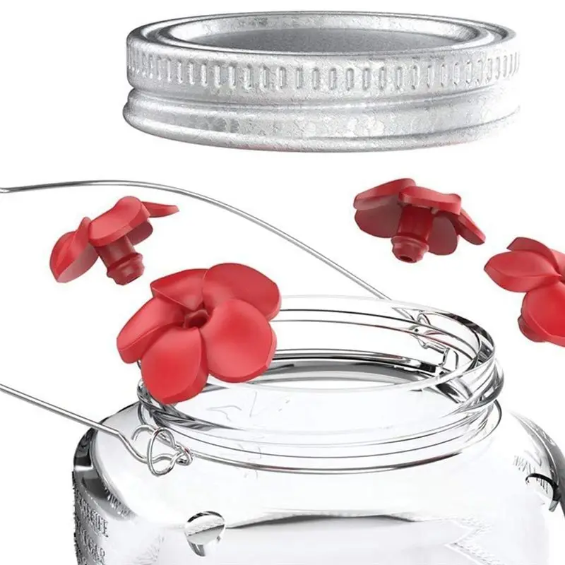 

（Special~Bird Feeder Outdoor Hanging Bird Water Feeders MasonJar Flower Birds Watering Bottle Drinker for Wild Bird Garden