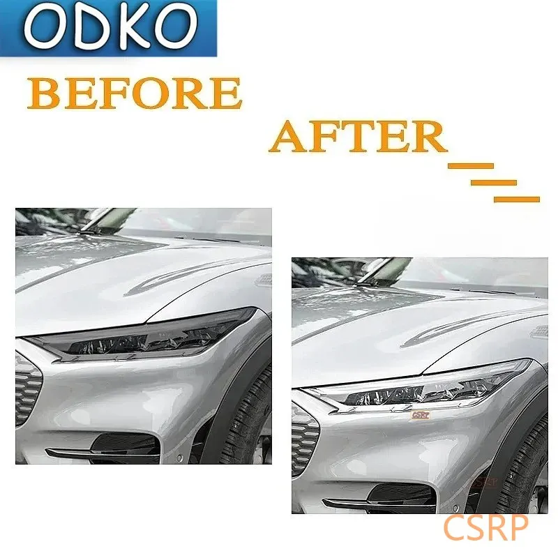 For Ford Mustang Mach-E 2021-2022 Car Headlight Protective Film Front Light Transparent Smoked Black TPU Sticker