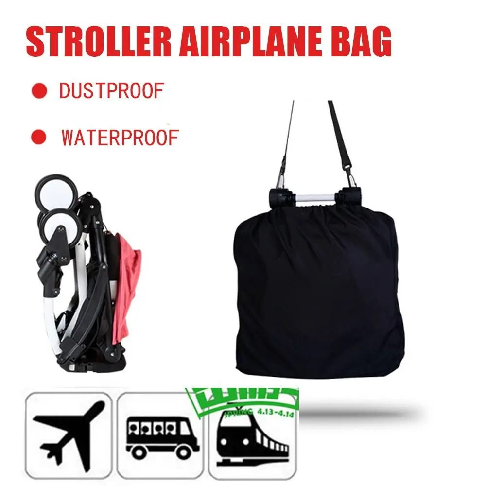 Bolsa de avión impermeable a prueba de polvo para cochecito, bolsas de avión plegables para viaje, equipaje de mano, color negro