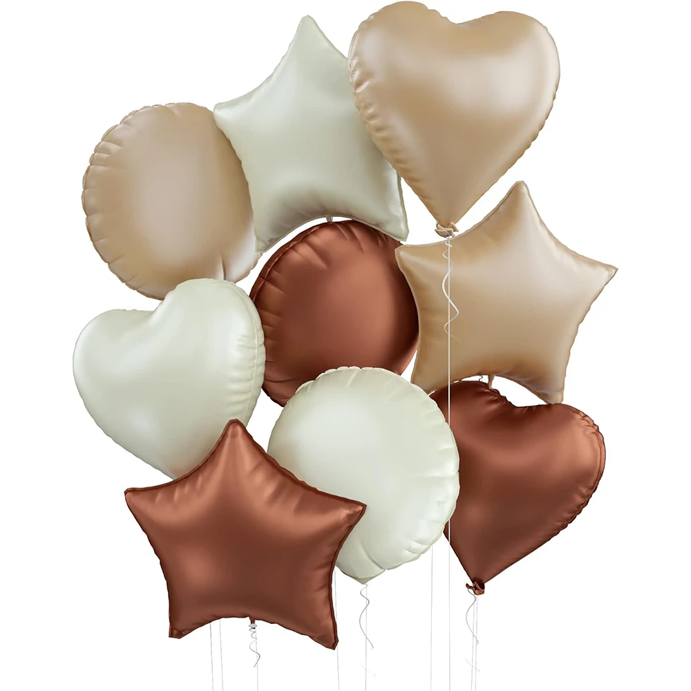 18-calowy kremowy balon foliowy w kształcie serca Beżowy balon foliowy w kształcie gwiazdy Okrągły kształt Balon helowy dla dorosłych dzieci Urodziny Ślub DIY Dekoracje imprezowe