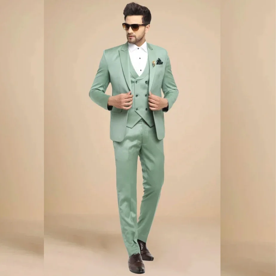 Wedding single breasted peaked lapel flat luxury wedding tight three-piece jacket Trousers vest slim suit jacket