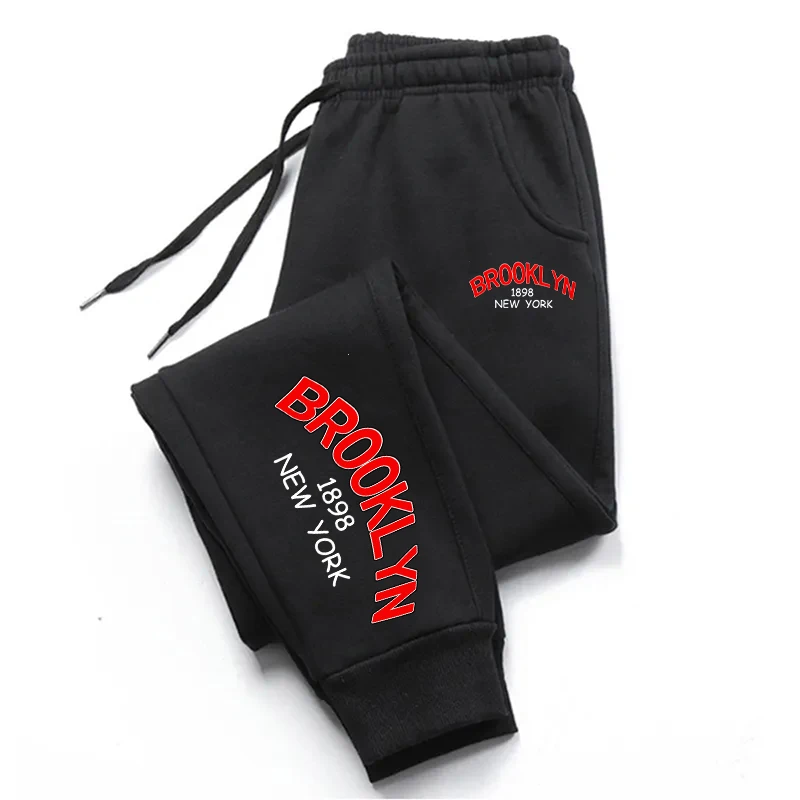 

Fashion Versatile Casual Cotton Men's Trousers Comfortable Sports Street Sweatpants Unisex Autumn and Winter Brooklyn Print