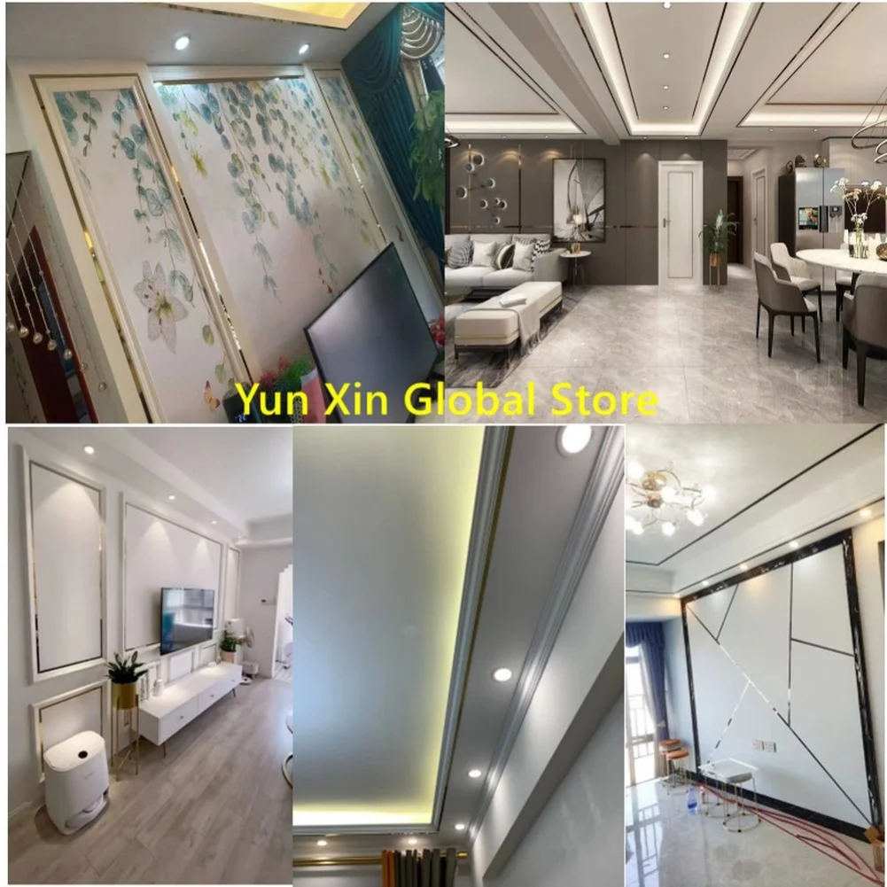 New 1 Roll Gold Wall Sticker Stainless Steel Flat Decorative Lines Titanium Mirror Wall Ceiling Edge Strip Living Room Decor