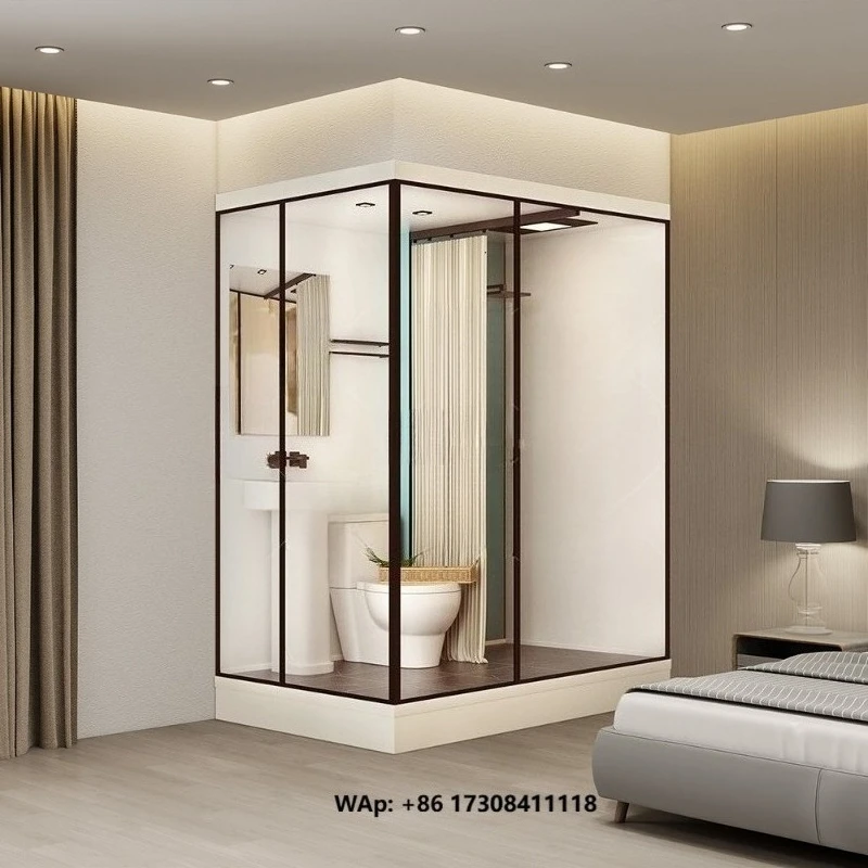 Modern Design Integrated Basin Smart Toilet Prefab Bathroom Unit with Aluminium Frame Acrylic Tray Wholesale Smart Shower Room