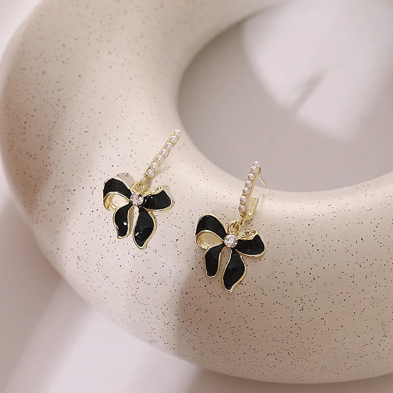 2022 Fashion New Korean Style Earrings Temperament Fresh And Sweet All-match Earrings Paint Exquisite Bow Earrings Pendientes