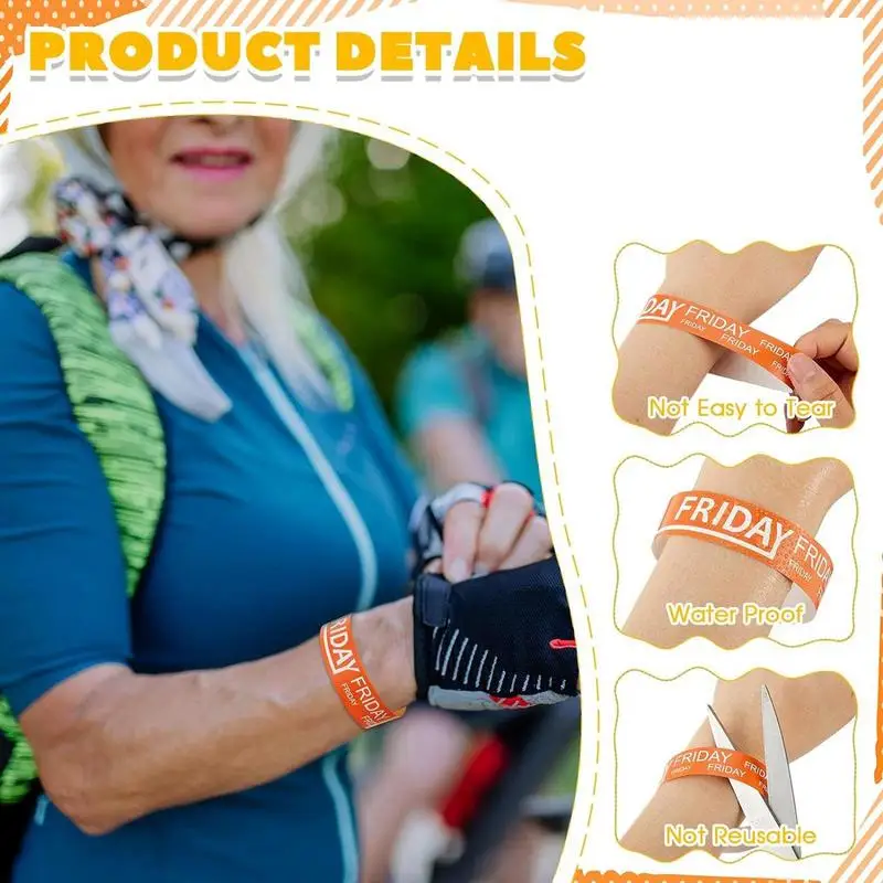 

200 Pieces Waterproof Friday Paper Wristbands For Events Wrist Bands Wristbands For Events Concert Identification