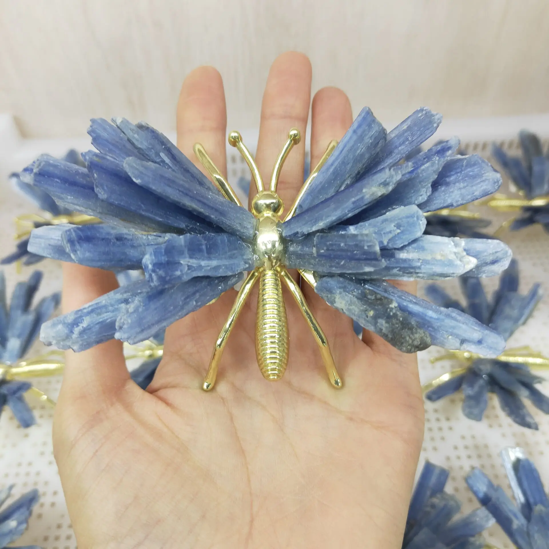 Natural kyanite Quartz Crystal Cluster Butterfly Base Reiki Healing Specimen Home Deco