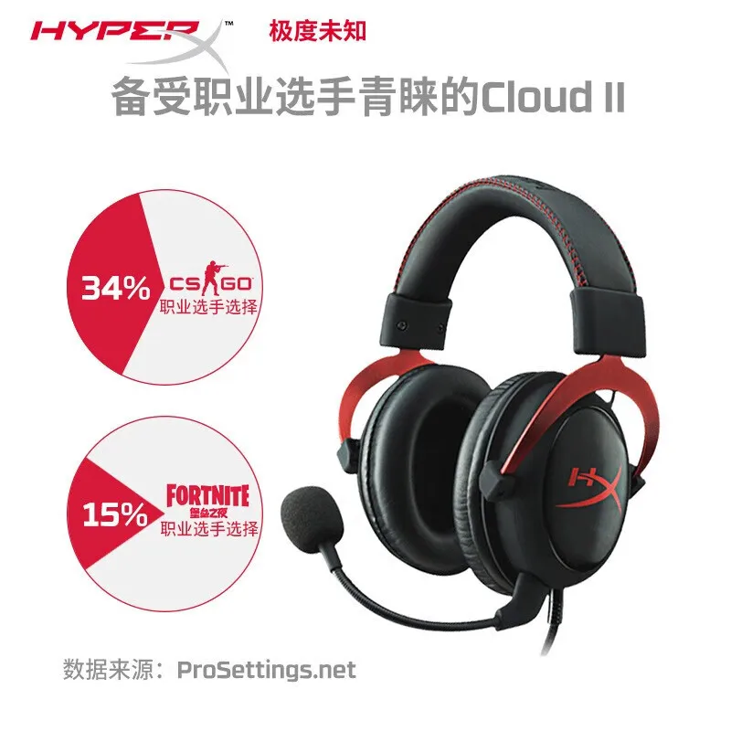 سماعة رأس للألعاب HyperX Cloud II، لاسلكية وسلكية، وردي، فوق الأذن، إلغاء الضوضاء، سماعات رأس للألعاب عالية الجودة