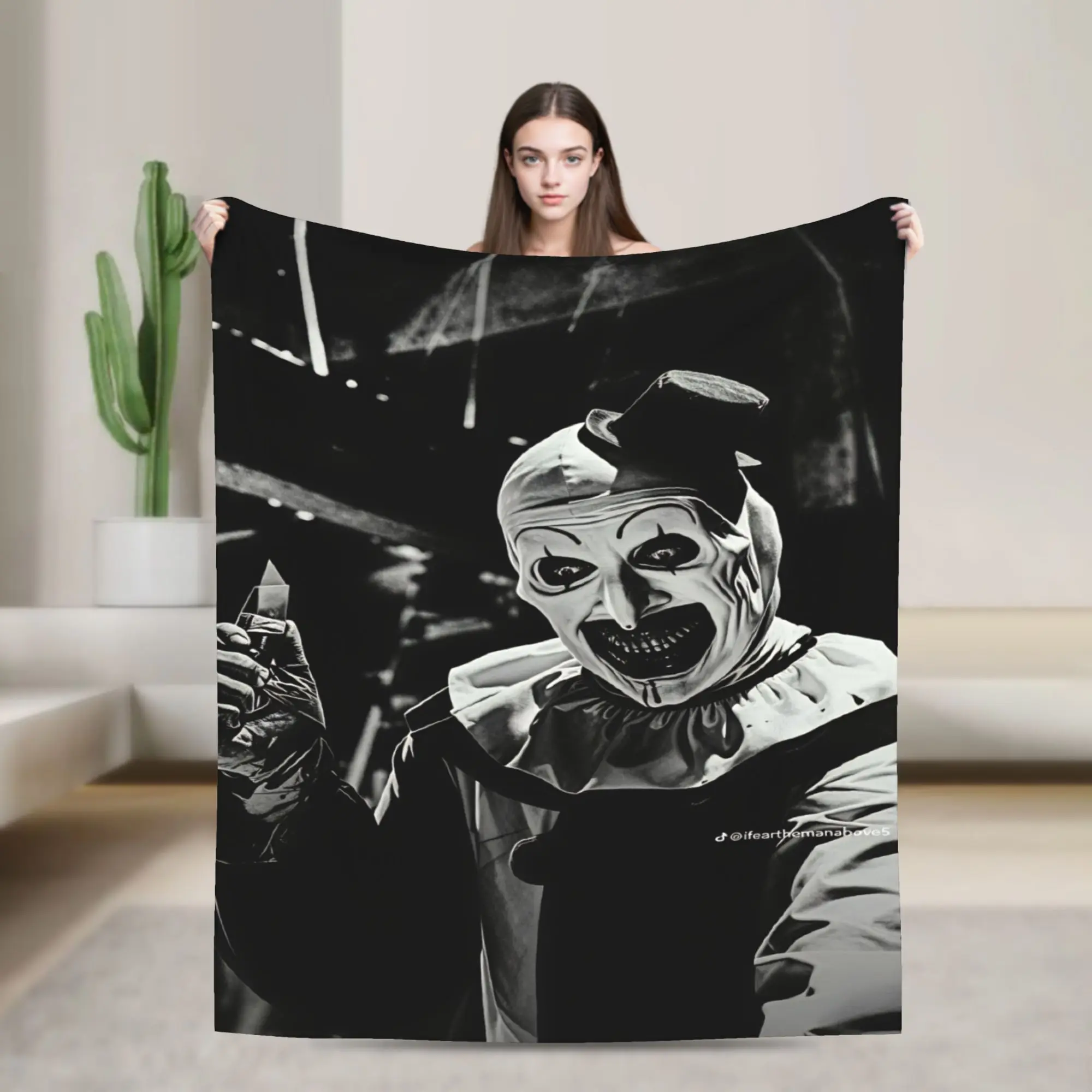Terrifier 4 Halloween Blanket Quality Warm Soft Horron Throw Blanket Winter Kids Adult Couch Chair Sofa Bed Funny Bedspread