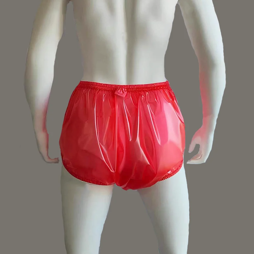 Pañales de plástico para incontinencia para adultos, pantalones ABDL de PVC, Color rojo, 3 piezas, Langkee Haian