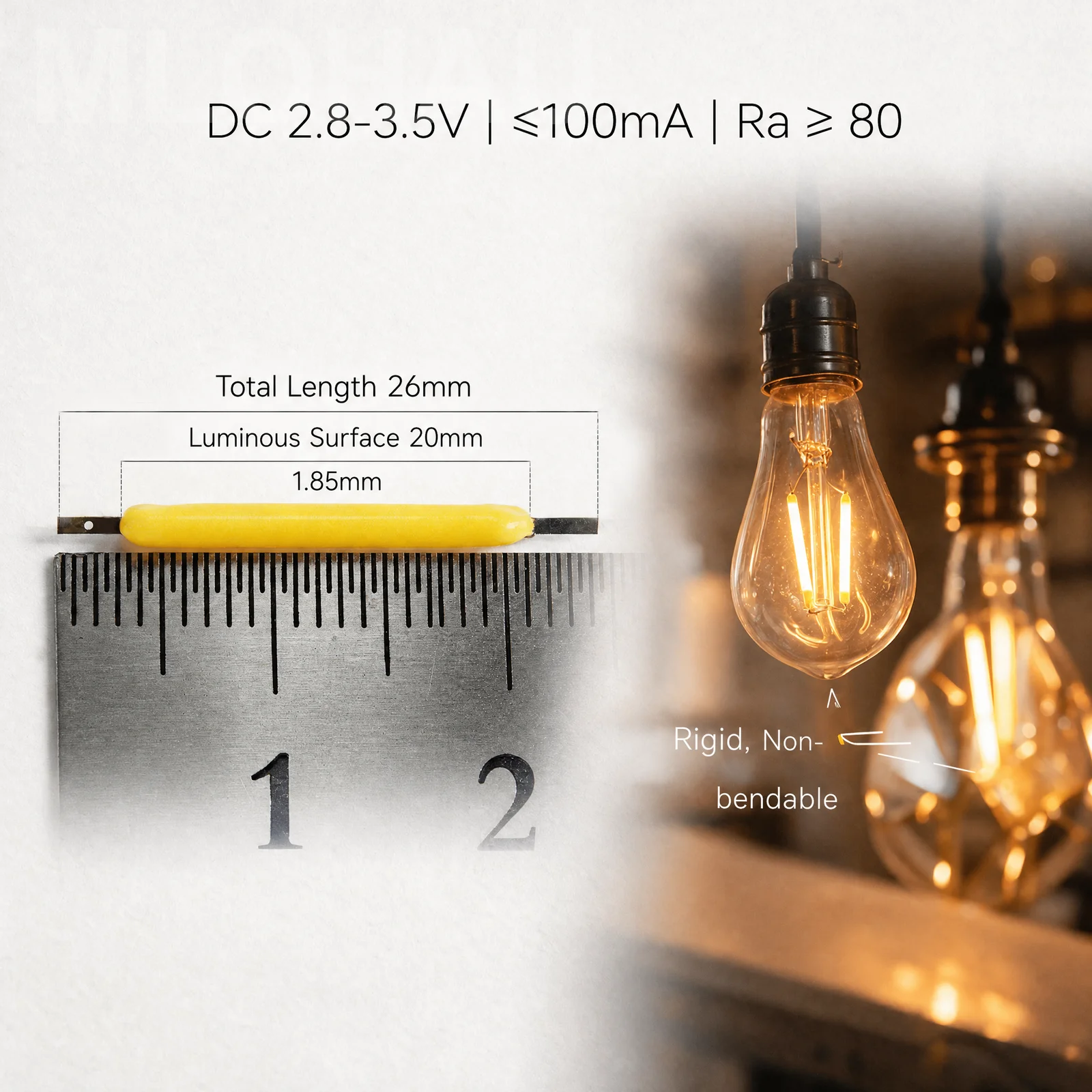 RGB Colorful LED Filament COB 26mm 3V for DIY Decorative Bulb Chandelier Wedding Party Light DIY Cafe Bar Decorative Lighting
