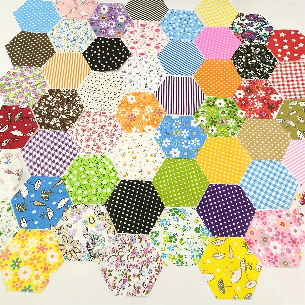 50/100pcs Hexagonal Cotton Patchwork Fabric Random Colors LowDensity Fabric Used Sewing And Quilting Material For Handicrafts Fa