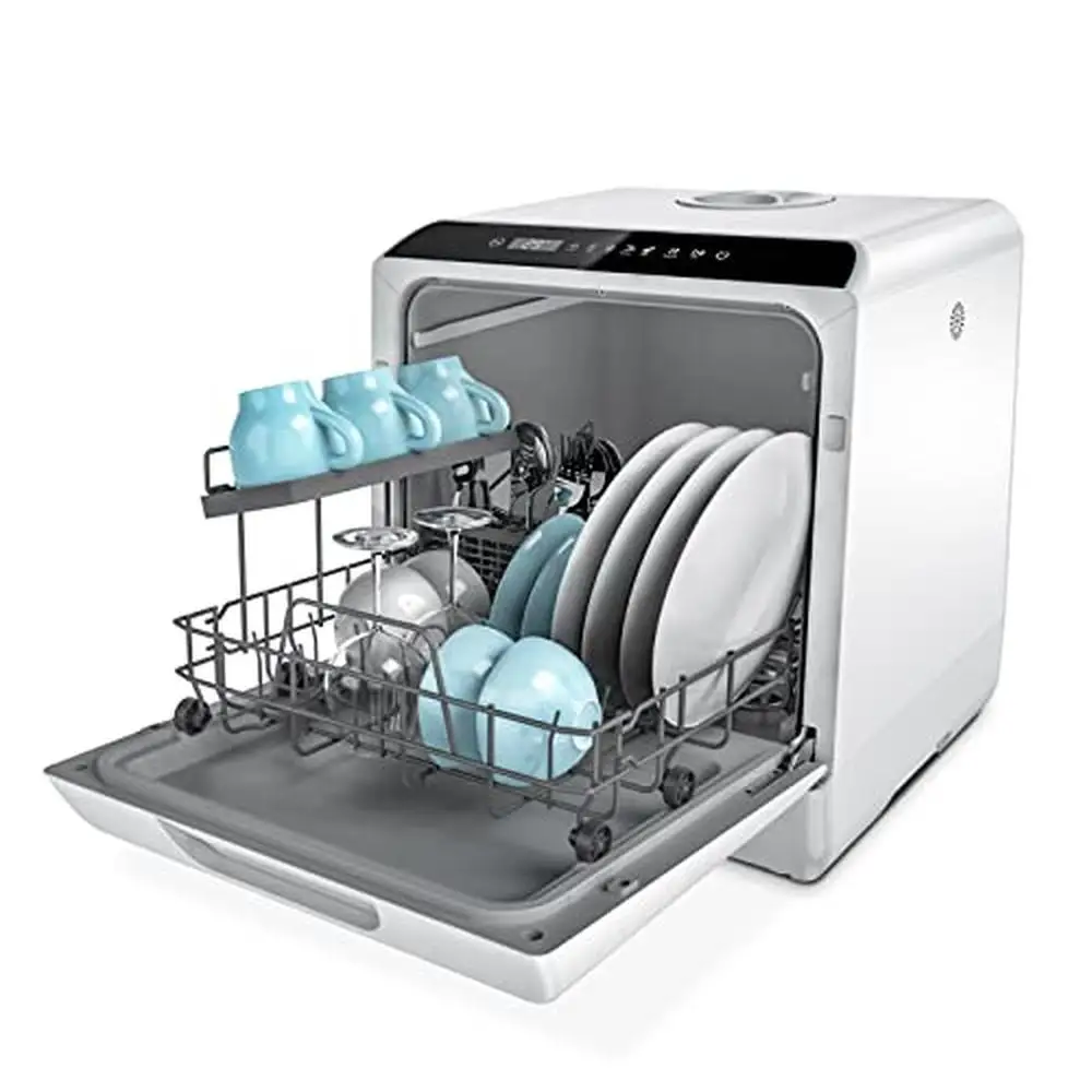 Portable Countertop Dishwasher 5 Washing Programs with Built-in Water Tank No Hookup Needed 4 Place-Setting Capacity High