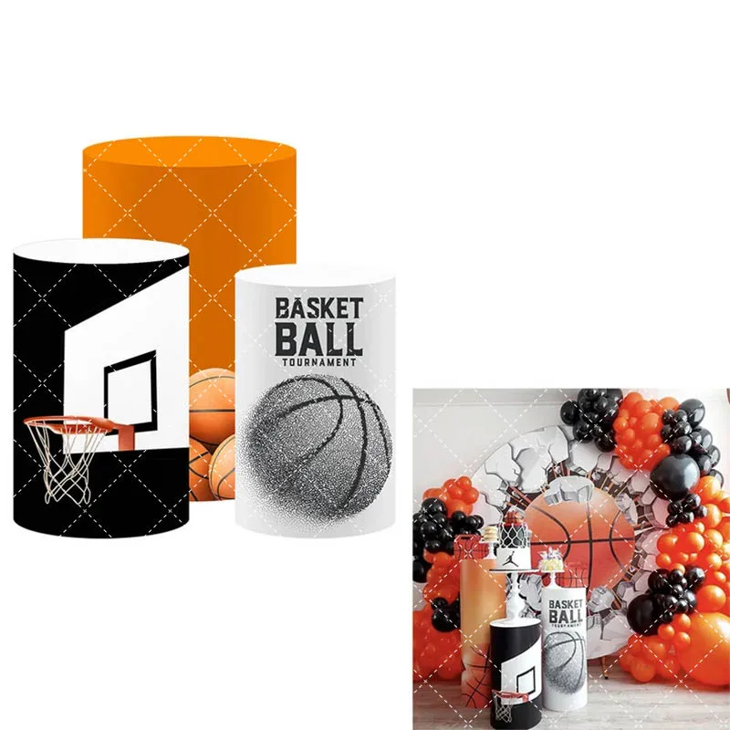 

Mehofond Cylinder Backdrop Covers Sports for Boy Birthday Party Basketball Pedestal Baby Shower Festa Parties Background Decors