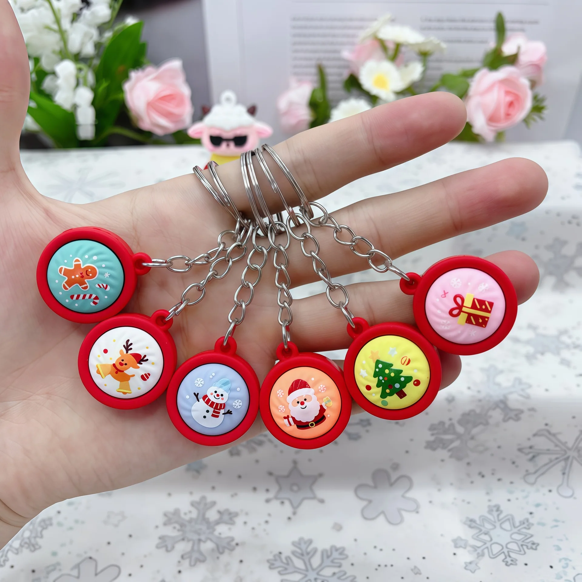 18/24/36PCS Christmas Keychain with Steamer,Cartoon Resin Keychain Dumpling Keychains for Party Favor Gift, Ideal Prize ﻿