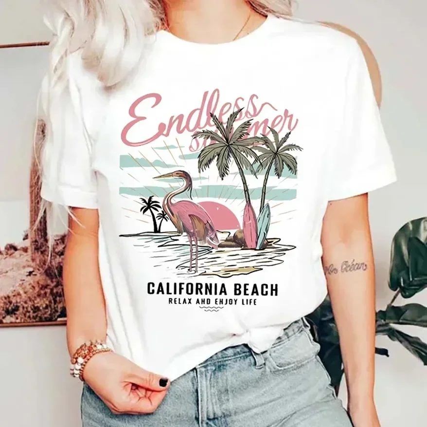 Beach Surfer Pattern Vintage Salty Hair T-Shirt Surfer  Beach Life T-Shirt 90s Beach T-Shirt Large Unisex oversized t shirt