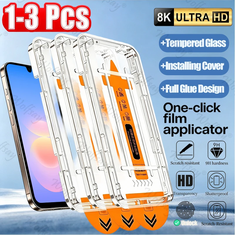 3/2/1PCS Glass For Samsung Galaxy A18 Screen Protector Easy Install Samsung Galaxy A18 Full Glue Cover Phone Glass Galaxy A18